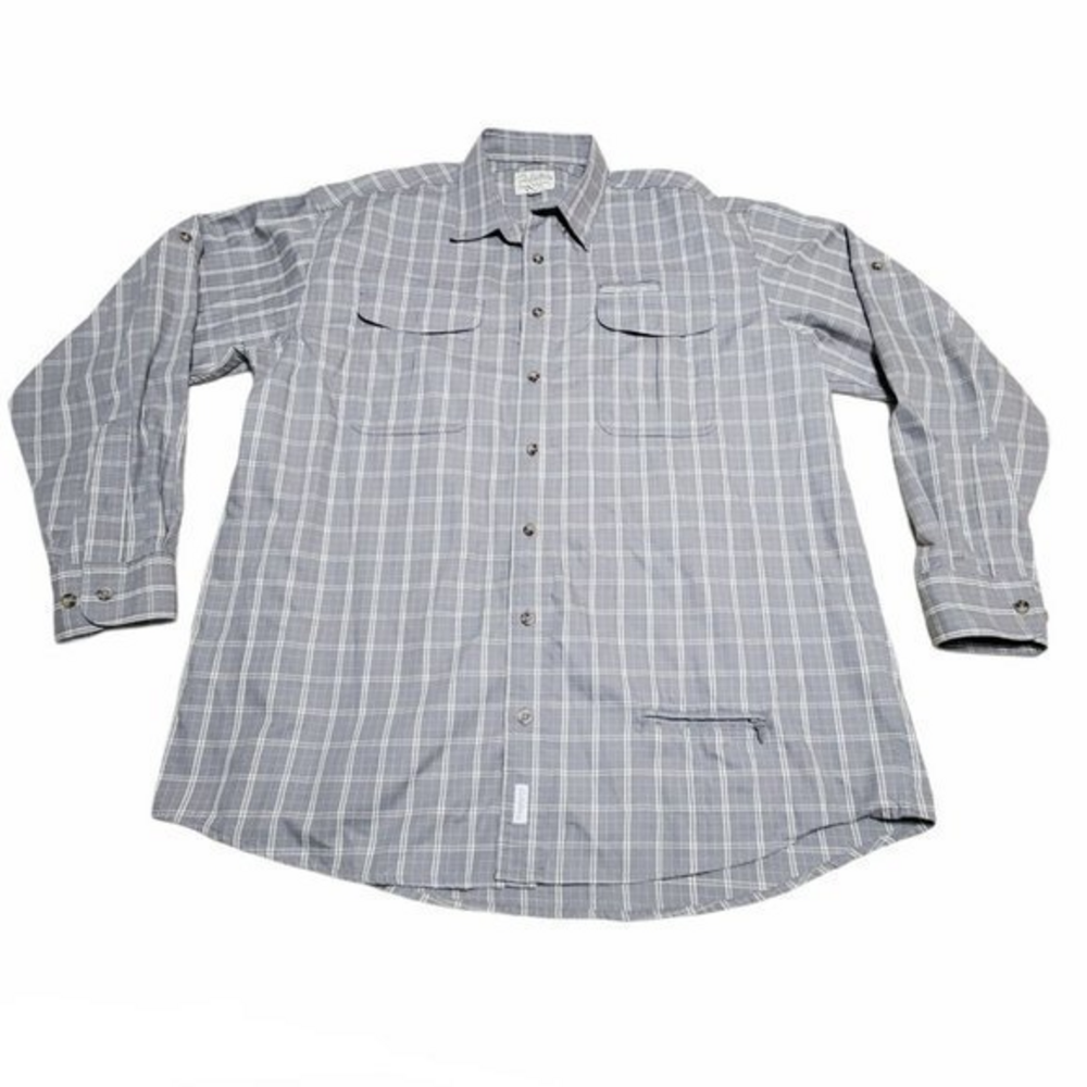 Grey Plaid Cabela's Long Sleeve Shirt XLT / Tall 100% Cotton